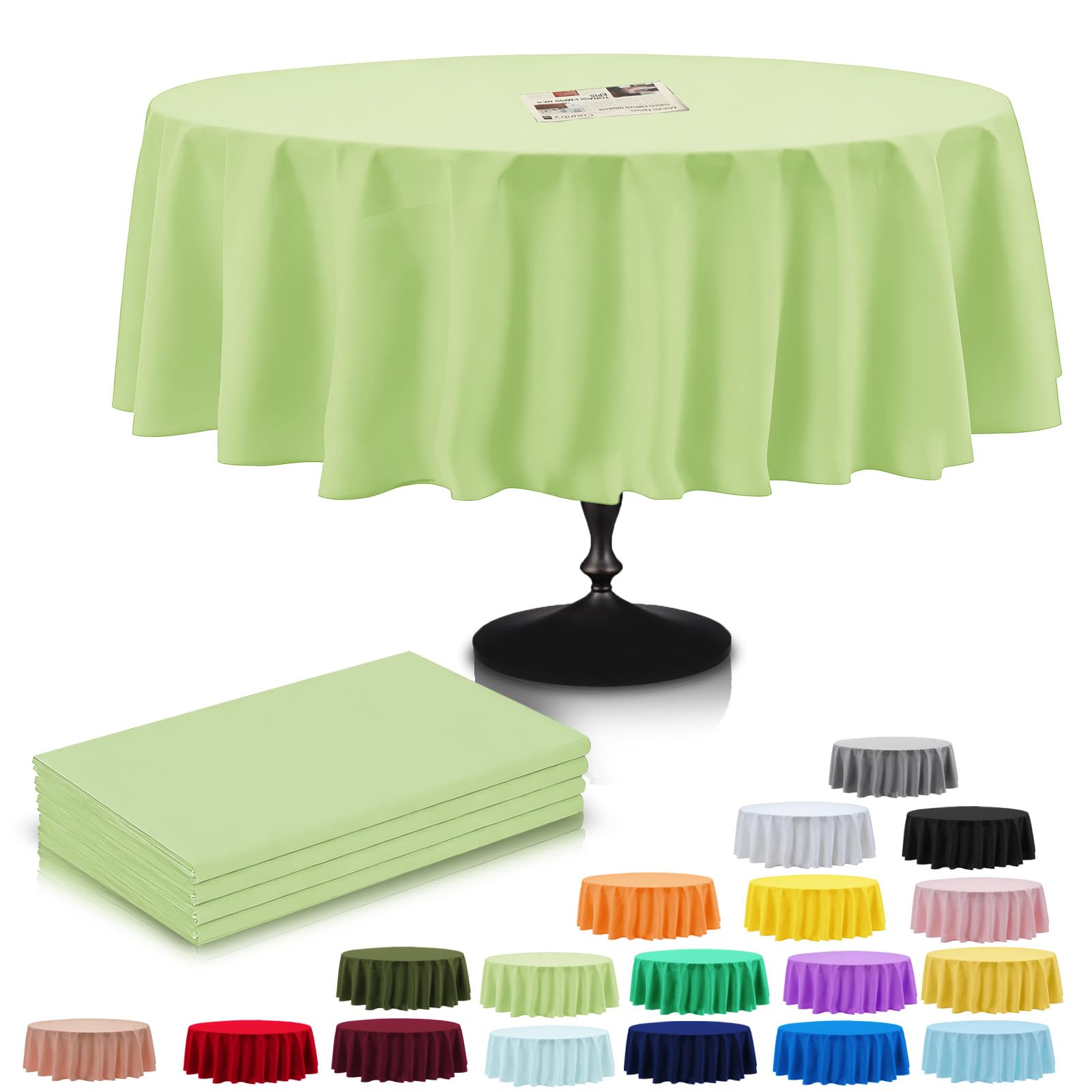 4Pack Plastic Sage Green Table Cloth Party for Round Tables,213cm Large Decorative Paper Table Cloths for Parties Disposable,Sage Green Party Decorations Table Cover for Picnic,Baby Shower,Birthday