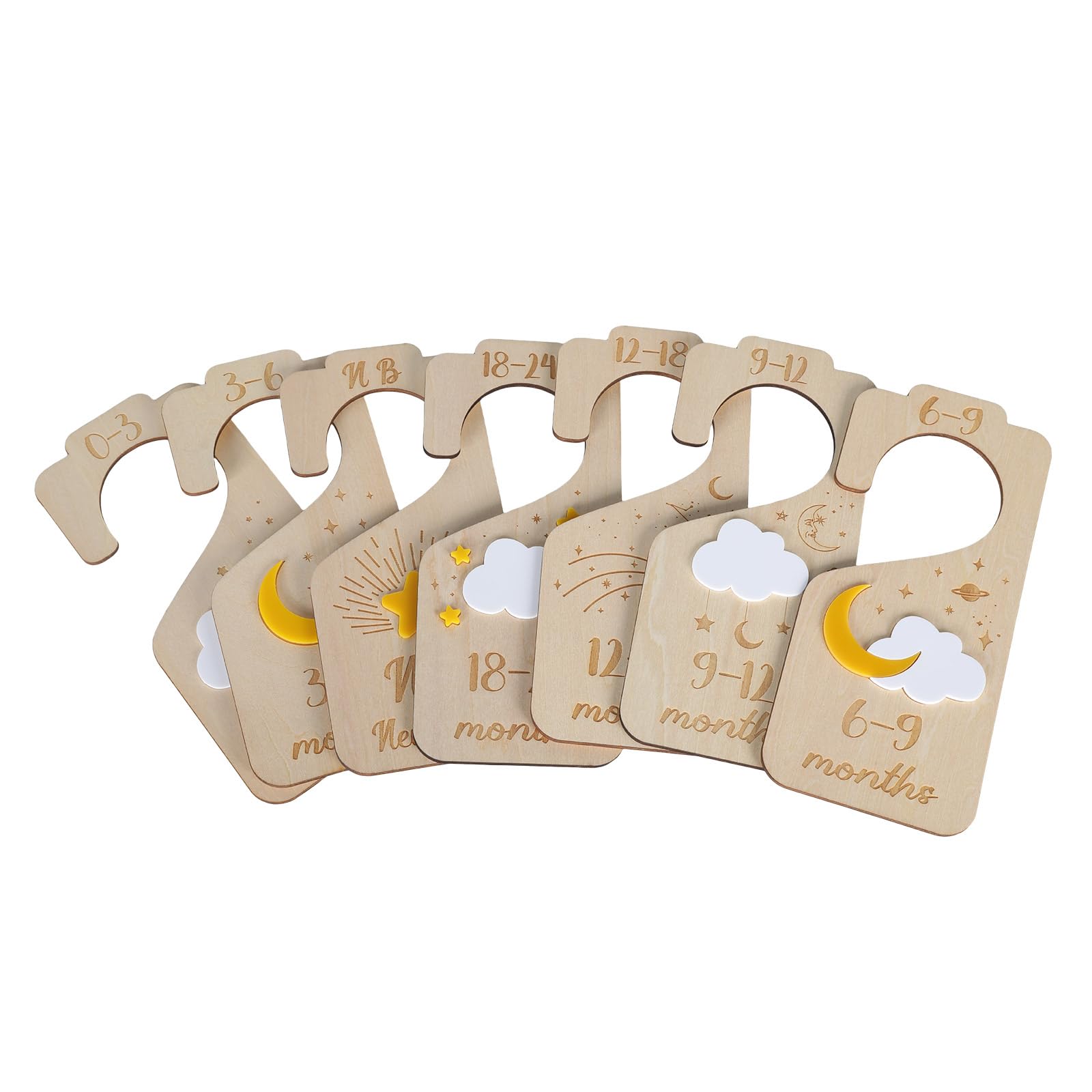 Buxuaaaa Of 7 Baby Closet Organizers Wardrobe Infant Clothes Wood Divider Panels Nursery Wardrobe Separators for Household Baby Dividers