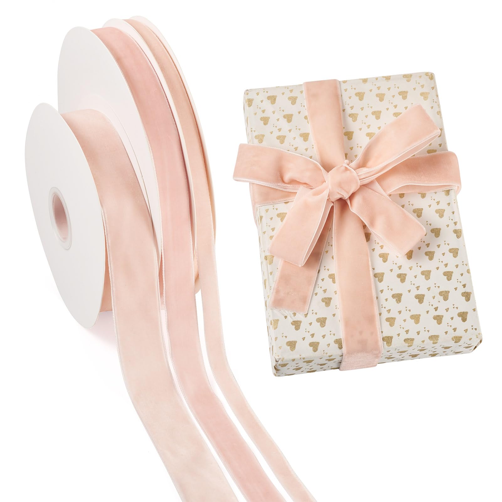 Ruban de velours rose pour emballage cadeau chic et nœuds créatifs