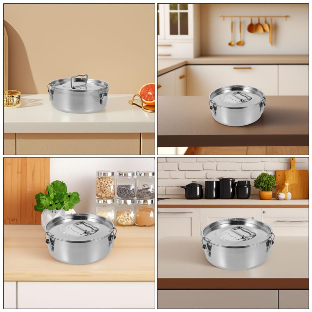 Molde Flanera de Acero Inoxidable con Tapa para Ollas a Presión | Plata, Calentamiento Uniforme y Fácil Limpieza, para Hacer Flanes y Pasteles