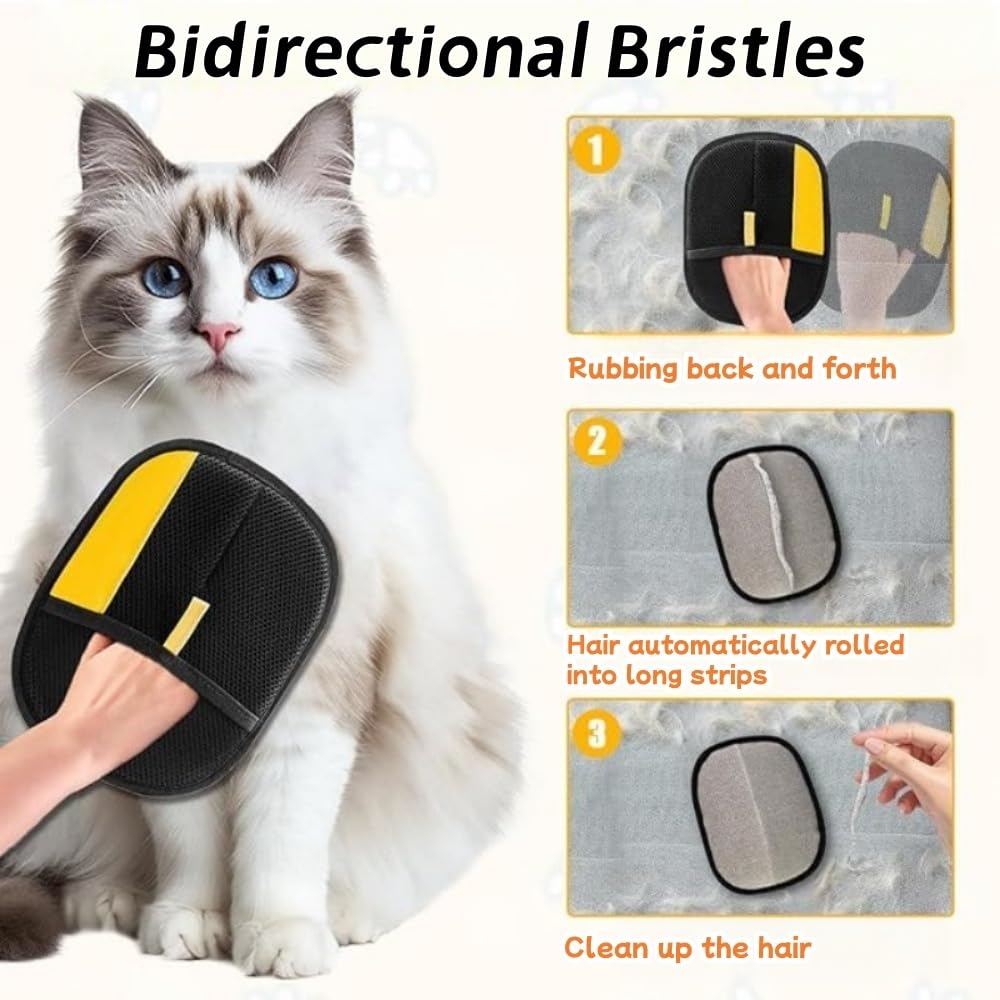 Cat Hair Remover Furniture,Electrostatic Pure Path Pet Dog Hair Remover Glove for Dogs Cats,Reusable & Washable Yomi Pet Hair Removal Gloves for Furniture Clothes, Couch, Carpet, Car Seat, Bed - image 7