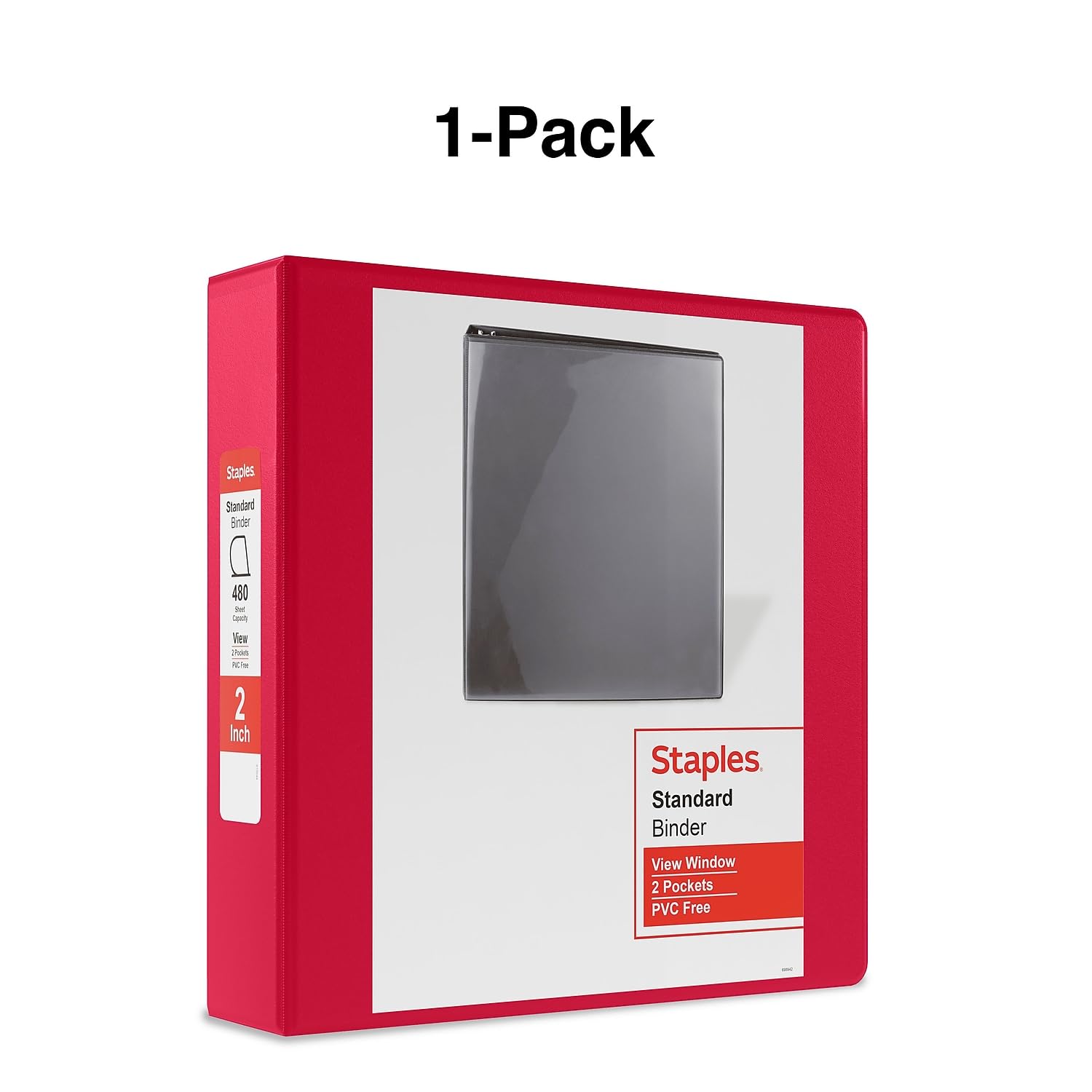 Staples Raccoglitore a 3 anelli da 5,1 cm, con anello a D, rosso (ST60222)