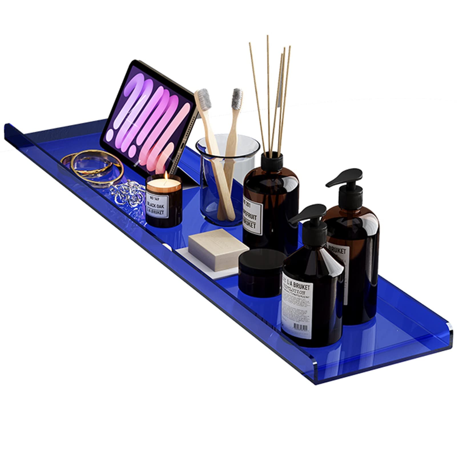 MYUYEE Acrylic Bathtub Trays For Tub Bath Caddy, Waterproof Anti-Dust Luxury Bath Accessories, Bath Tub Tray Table To Fit Any Tub, Distinctive Gift (Blue-80Cm (31 1/2In))