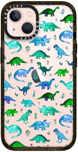 CASETiFY Impact - Funda para iPhone 13 protección contra caídas de 6.6 pies Dinos de acuarela diminutos sobre transparente negro transparente CASETiFY Impact - Funda para iPhone 13 protección contra caídas de 6.6 pies Dinos de acuarela diminutos sobre transparente negro transparente