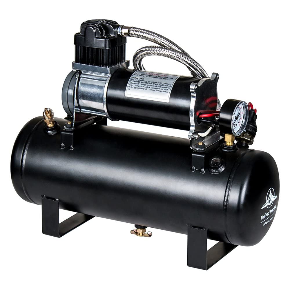 United Pacific 46154 Air Horn Compressor and Tank Kit, Competition Series Heavy Duty, 12V, 140 PSI