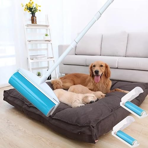 Miniatura 6 de Rodillos grandes reutilizables para pelusas, rodillo lavable de 8 pulgadas, removedor de pelo de mascotas para gatos, perros y mascotas, con 3 asas