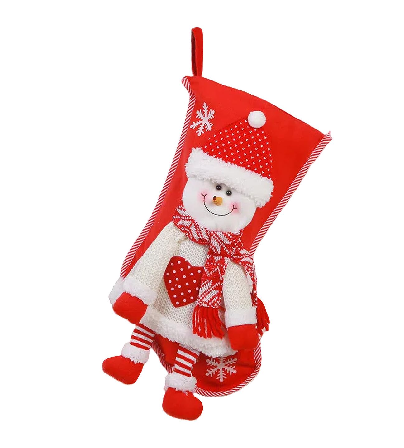 Kirain Snowman Stocking Christmas Stockings 17Inches Large 3D Snowman Xmas Stockings Hanging Socks For Home Fireplace Tree Decor Red Xmas Gifts Bags