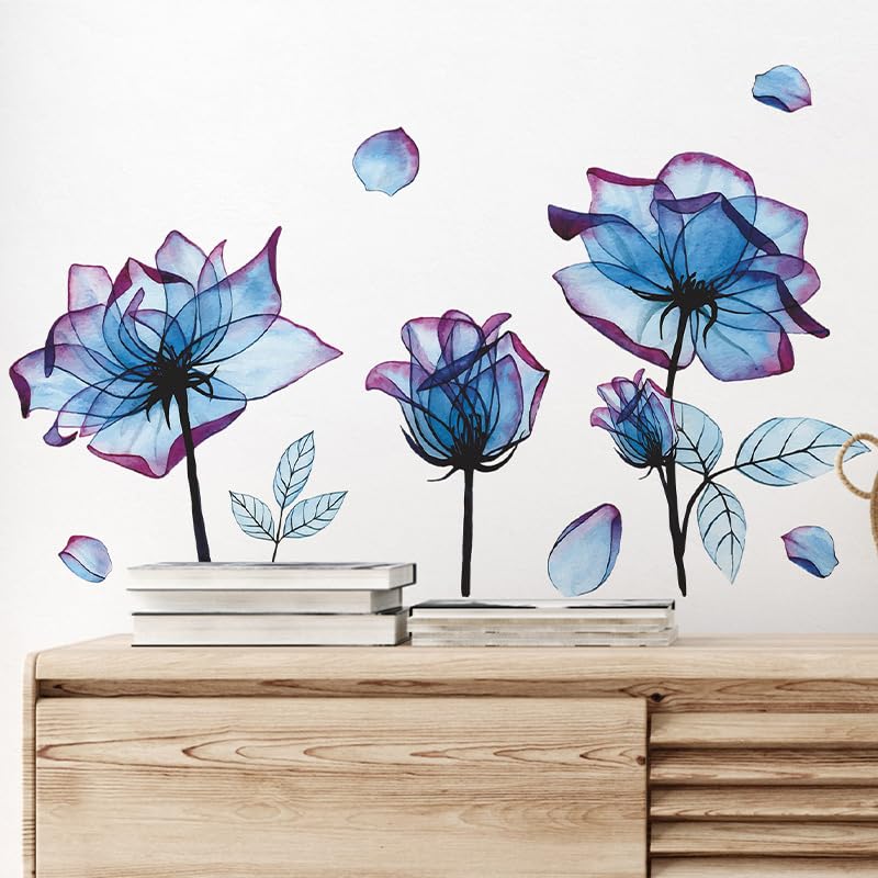 Wandtattoos Mit Blumenmotiven, Romantische Lavendel-lila Blumen-wandtattoos, Abnehmbare Florale Wandaufkleber
