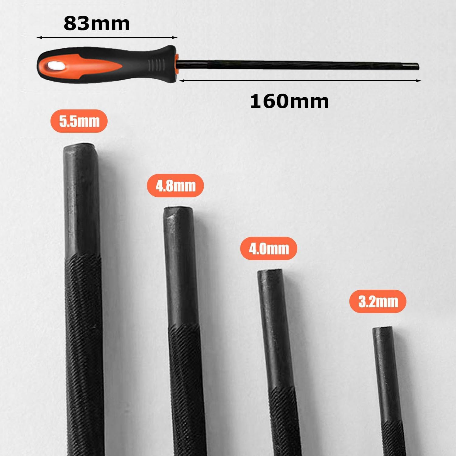 Mumjooyi Lime Tronconneuse Lime Chaine Tronconneuse Avec Poignée Et Guide De Chaîne Lime Ronde Adapté Au Meulage à La Tronçonneuse 4,0 Mm, 4,8 Mm, 5,5 Mm