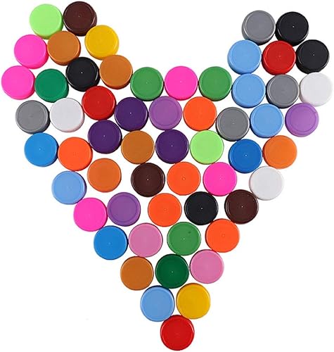 Miniatura 7 de 100 tapas de botellas de plástico para manualidades, tapas de botellas de plástico, tapas de botellas de color para palitos de desarrollo de