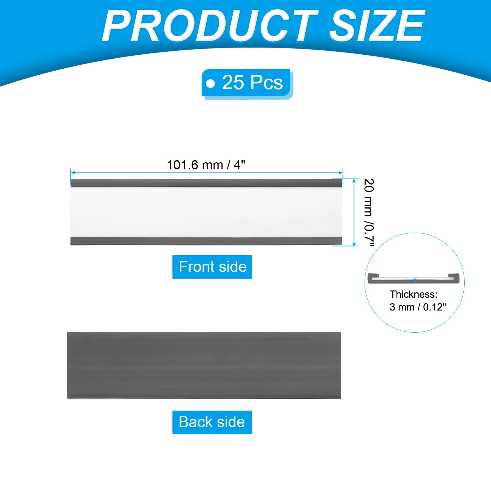 PATIKIL Magnetic Label Holder 4" x 0.7" with Paper Inserts - Image 2