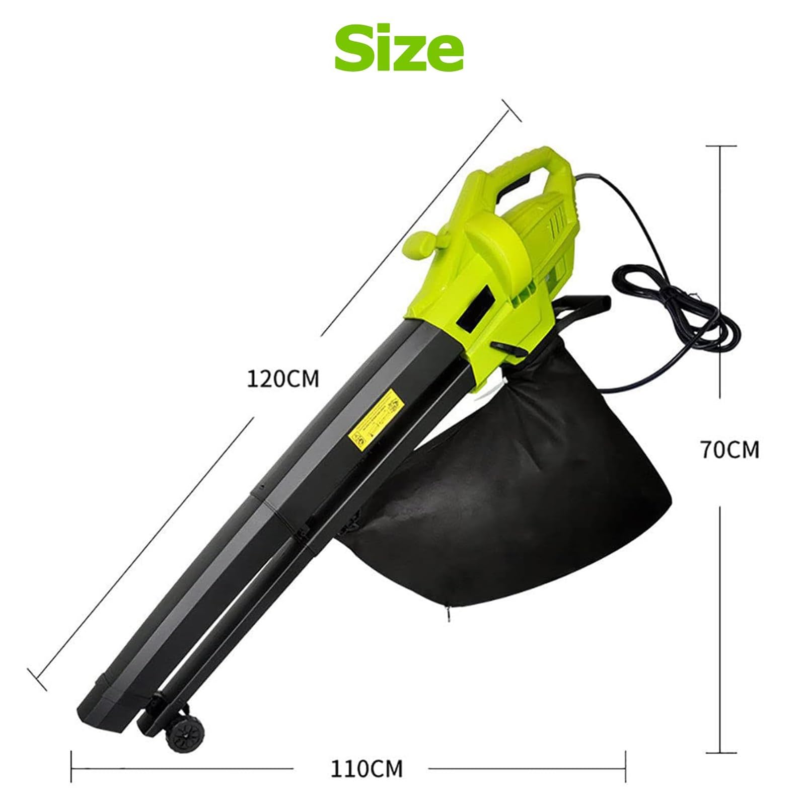 Soffiatore e aspirapolvere senza fili da 3000 W for la raccolta delle foglie del giardino, Soffiatore for foglie da giardino, Mini aspirapolvere senza fili leggero da 150 CFM