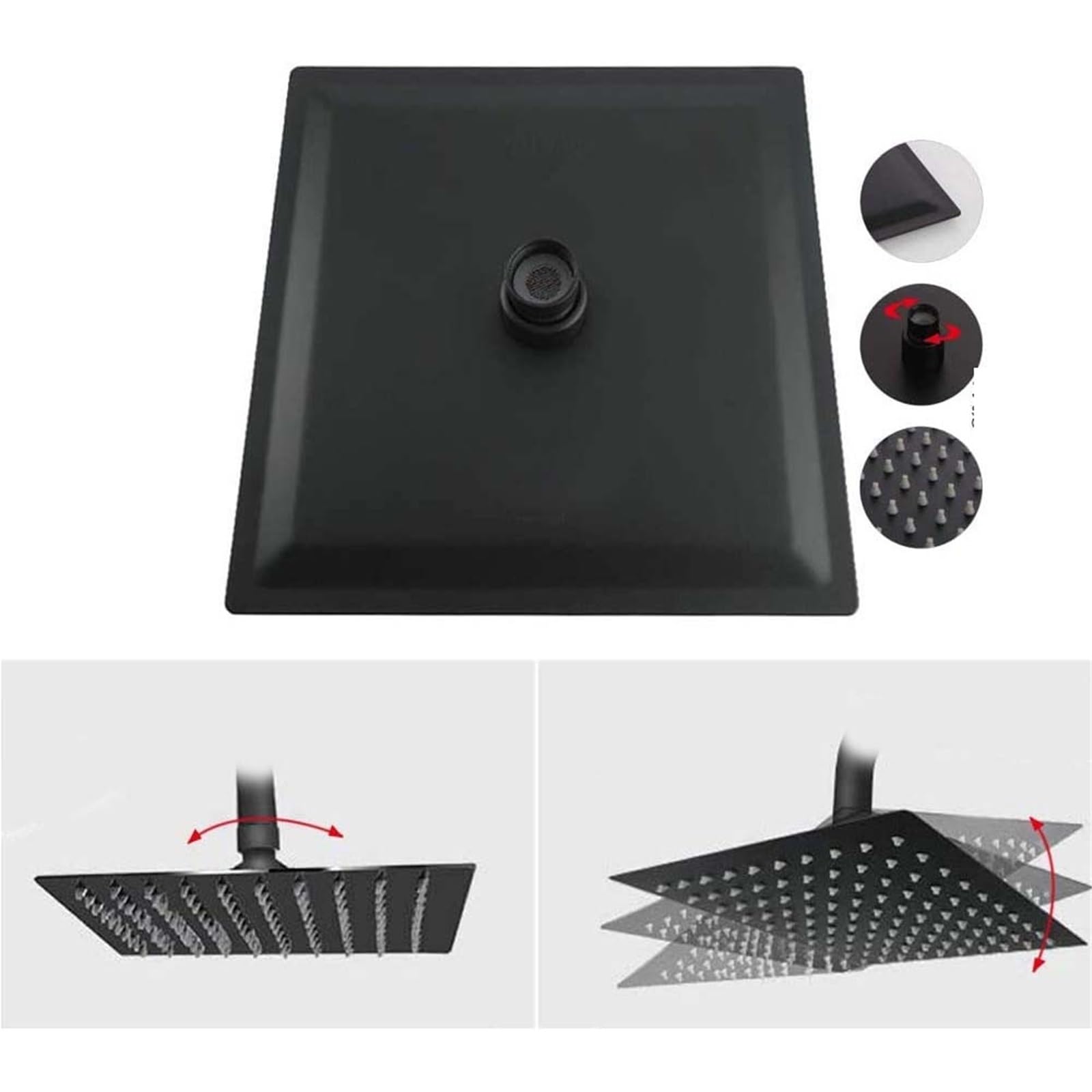 Matowa czarna 30 cm deszczownica głowica prysznicowa ze stali nierdzewnej głowica prysznicowa montowana na ścianie mosiężne ramię prysznicowe 150 cm wąż ultracienka konstrukcja dla luksusowego spa
