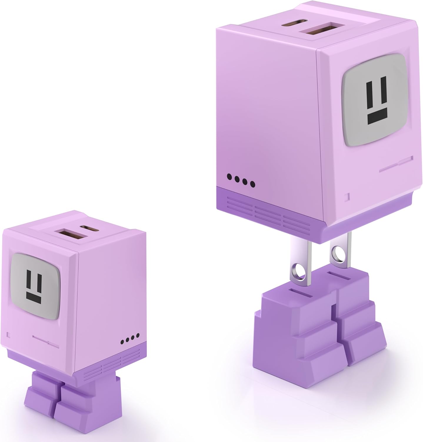 30W USB C Charger Block Robot Type C Charger USB Wall Plug Adapter Fast Charging Block with USBA and USBC, Dual Port Cube Power Wall Outlet for iPhone 17/16/15 Series, iPad, Galaxy for One Pack