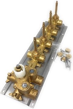 Cascada Modern Solid Brass 5-knob Thermostatic Shower Diverter Mixer Valve (Polished Chrome, Square)