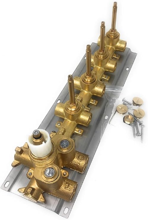 Cascada Modern Solid Brass 5-knob Thermostatic Shower Diverter Mixer Valve (Polished Chrome, Square)