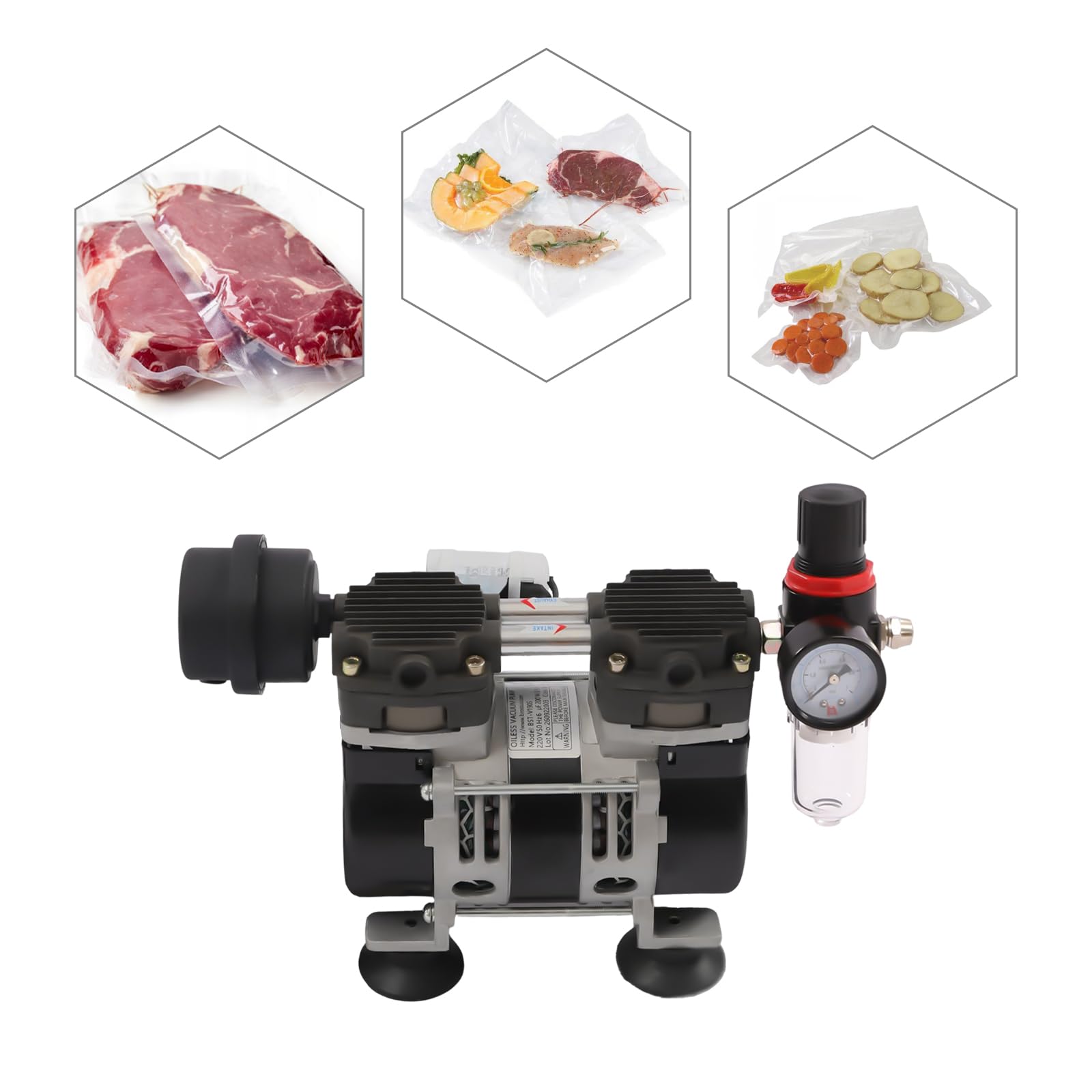 Vakuumpumpe BST-V190S Ölfrei Lab -90kpa Luftfilter Kupfermotor 200W Saugleistung 220V