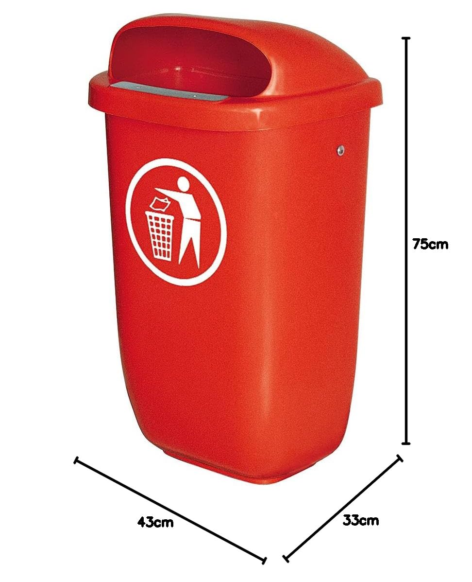 Poubelle selon DIN 30713, 50 L, pour außenauf tellung Rouge