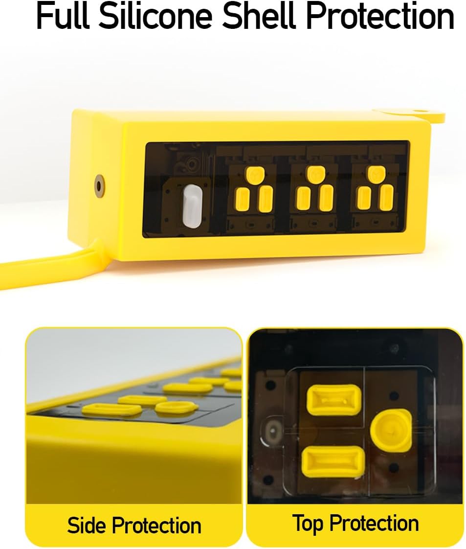 Outdoor Power Strip Weatherproof, ZZJ IP69 Grade Waterproof Surge Protector, 25 FT Outdoor Extension Cord with Stake, 6 AC Outlets,14 AWG Heavy Duty Cord for Outdoor Patio Garden-Yellow