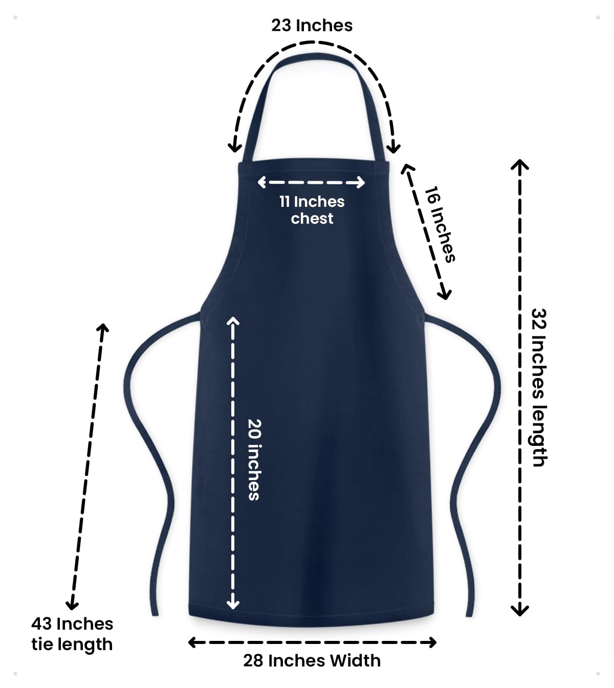 Avalon Kitchen Fartuchy unisex śliniak - 100% poliester fartuch szefa kuchni z bardzo długimi krawatami - fartuch kuchenny dla mężczyzn i kobiet, granatowy, Pack of 2