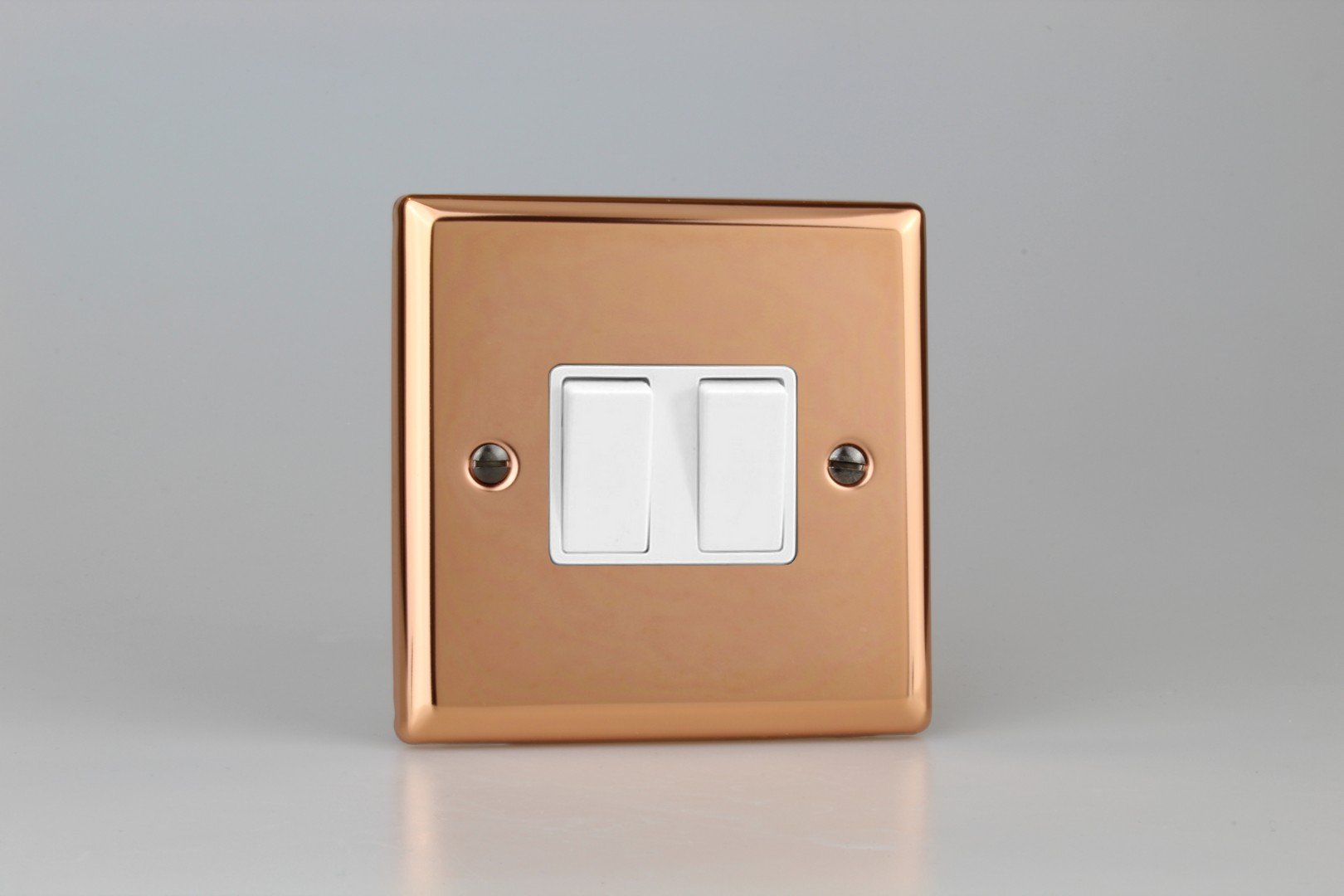 Varilight 2-Gang 10A 1- or 2-Way Rocker Switch Polished Copper
