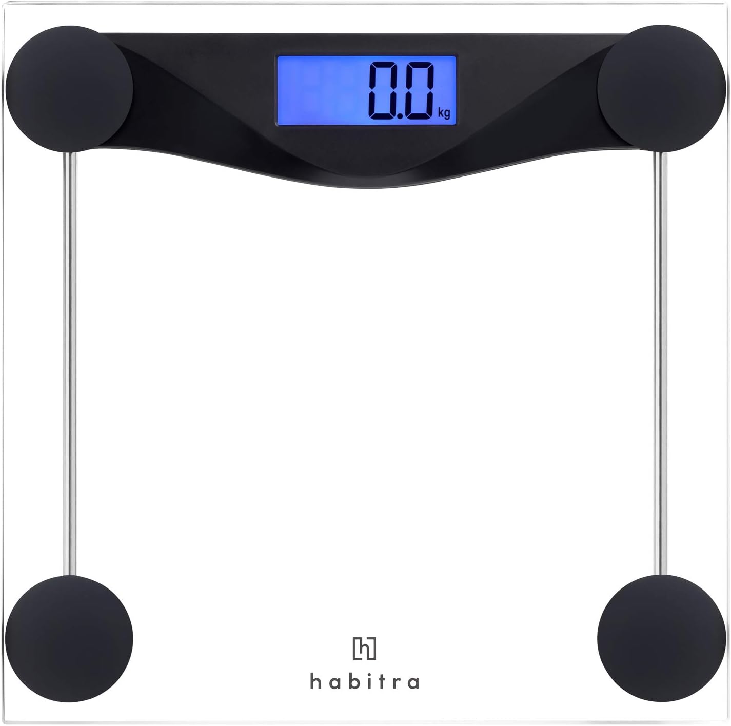 Habitra Digital Bathroom Scales High Precision Sensors Body Weighing Weigh Scale Ultra Slim with Tempered Glass Backlight Display Stone/Kg/Lbs (Black)