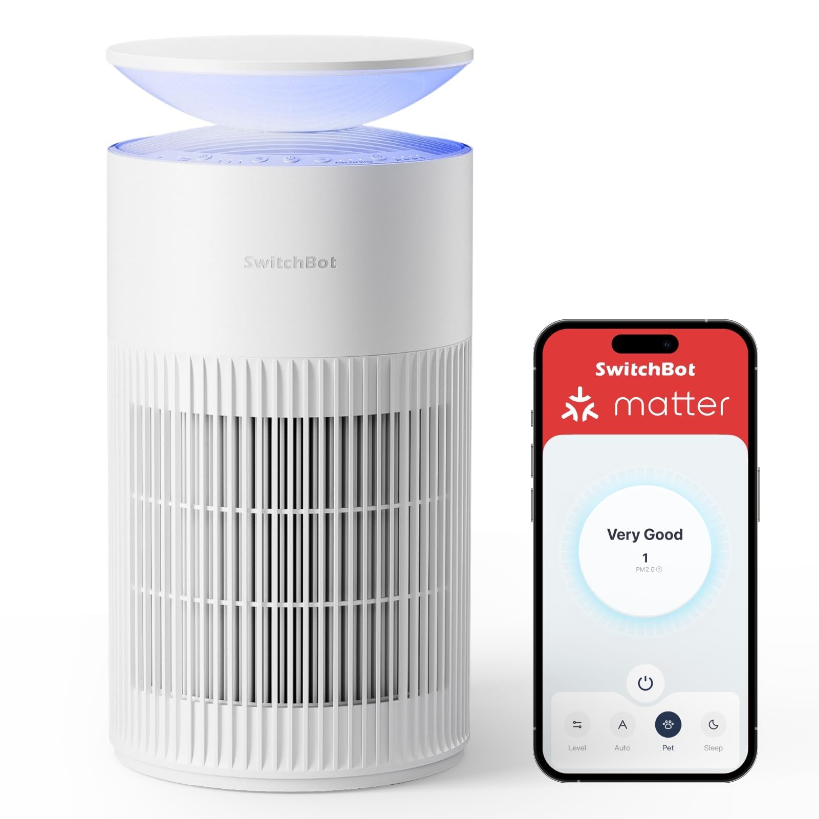 Air Purifier with Night Light, CADR 400m³/h for up to 83㎡, 3-Layer Filtration System removes 99.97% of pollutants, 20dB Sleep Mode, Supports Alexa&App Control, Chew-Proof Wire ideal for Pets