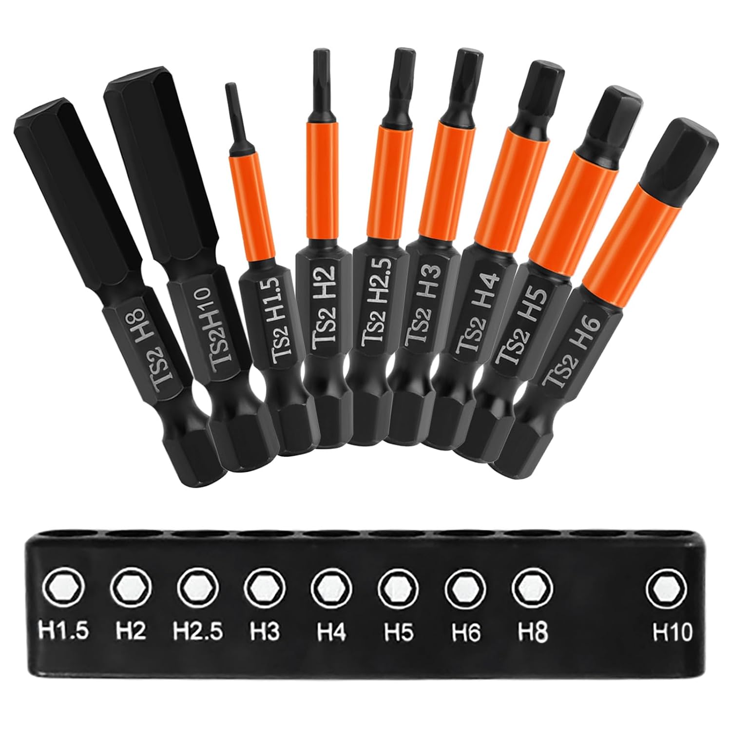 Allen Key Drill Bit Set 9 Pcs,H1.5H10 50mm Metric Inner