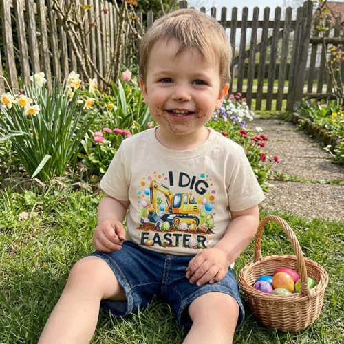 Image of Easter Bunny Shirt for Toddler Boys Girls Kids Funny Rabbit Letters Graphic Cotton Short Sleeve T-Shirt Top