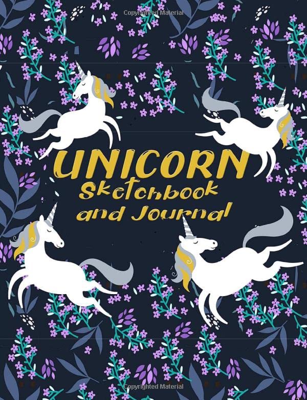 Unicorn Sketchbook and Journal: Cute Unicorn Notebook for Girls to Doodle, Sketch and Write / Unicorn themed Blank Pages and Lined Pages