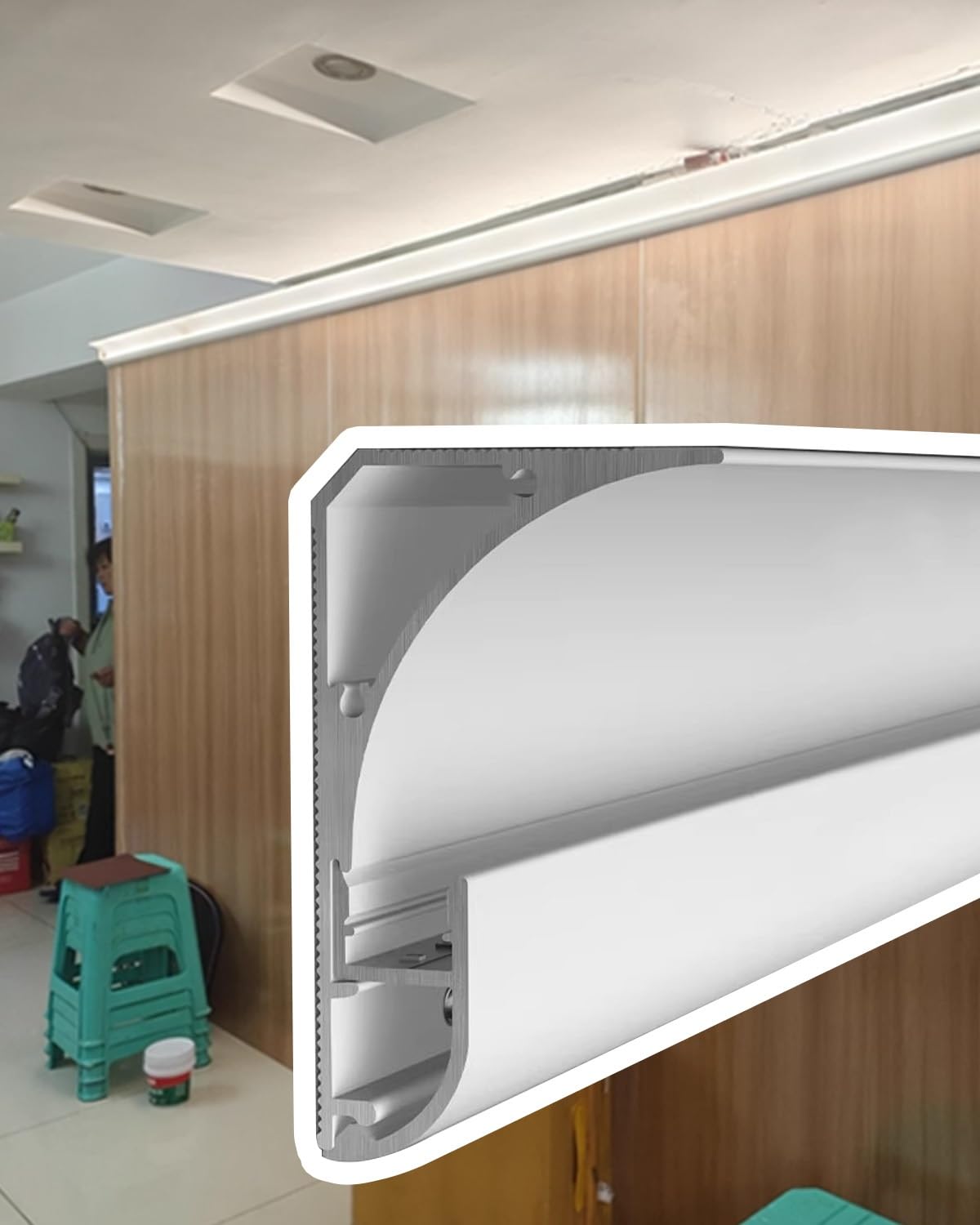 Sufitowa listwa sufitowa, aluminiowy kanał świetlny LED do cokołu sufitowego, listwy gzymsu, kinkiet ścienny, dekoracyjne oświetlenie cokołu (5,1 m) do dekoracji wnętrz