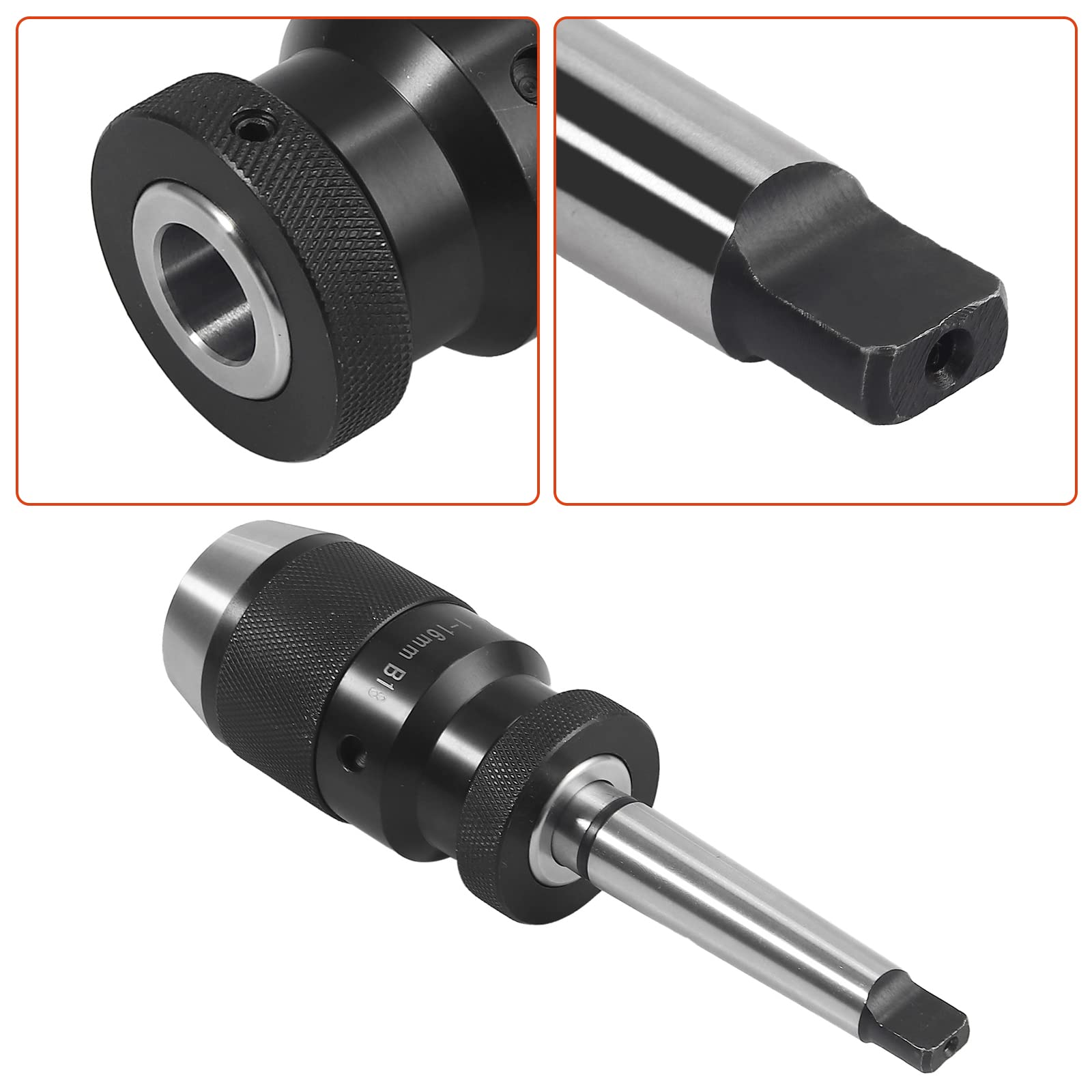 GETLITOOL Portabrocas Sin Llave de Ajuste Automático 1-16 mm MK3-B18, Cono Morse MK3 Autoaprehensible para Torno, Taladradora de Columna y Fresadora