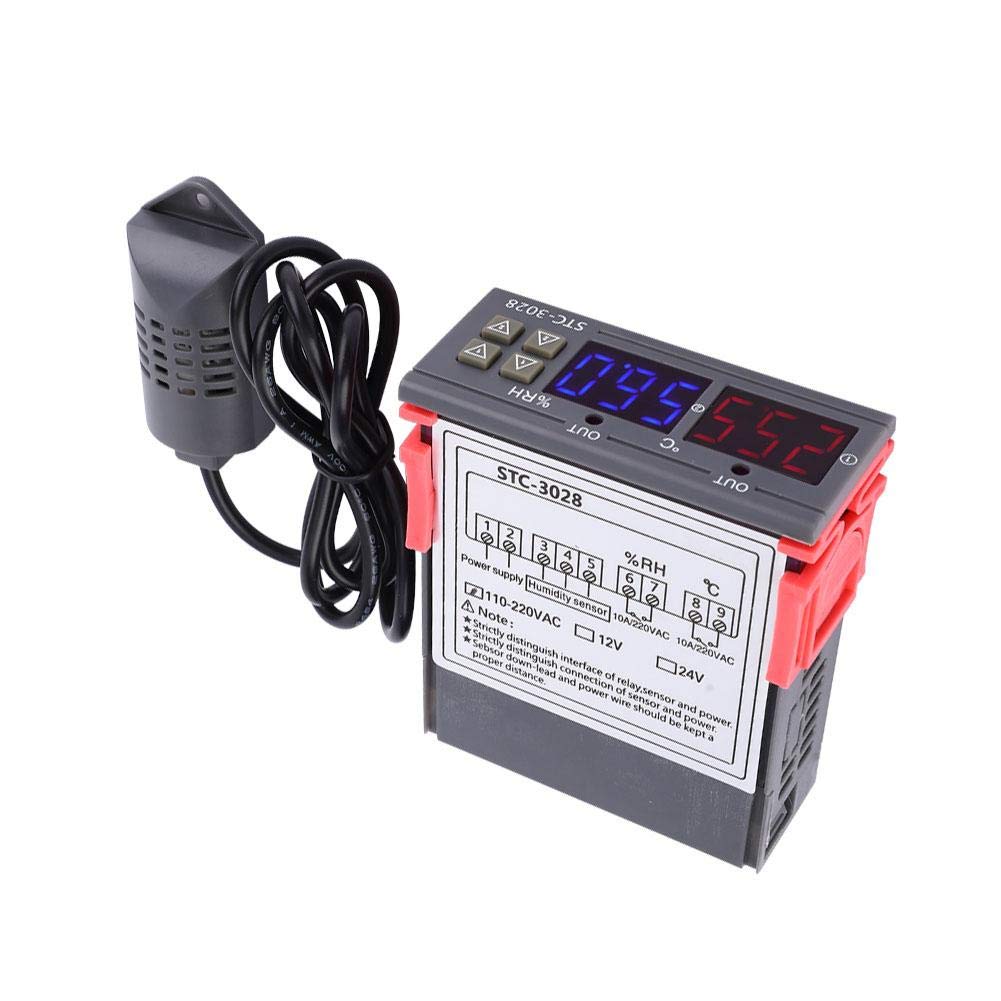 STC-3028 Contrôle de température 12V/24V/110V/220V Affichage numérique Contrôleur de température et d'humidité avec capteur intégré(110-220VAC)