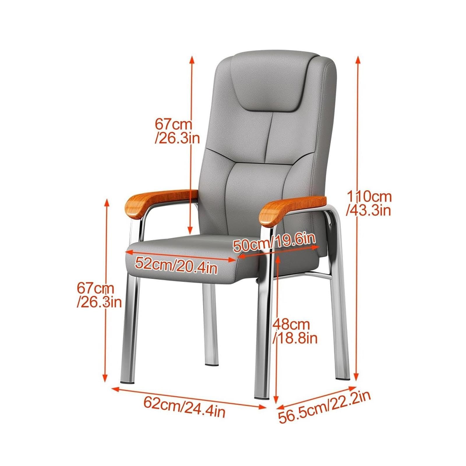 Sedia Ufficio Ergonomica Schienale Alto, Pelle Braccioli Legno Massello