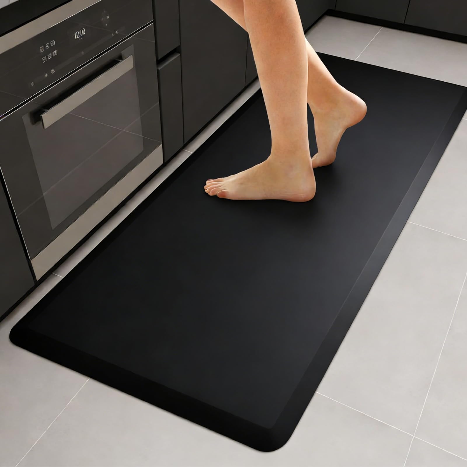 Tapis de cuisine rembourré anti-fatigue de 1,27 cm, 44 x 120 cm, tapis de sol antidérapant en mousse à mémoire de forme, pour bureau, cuisine, soulage la fatigue des jambes et les maux de dos