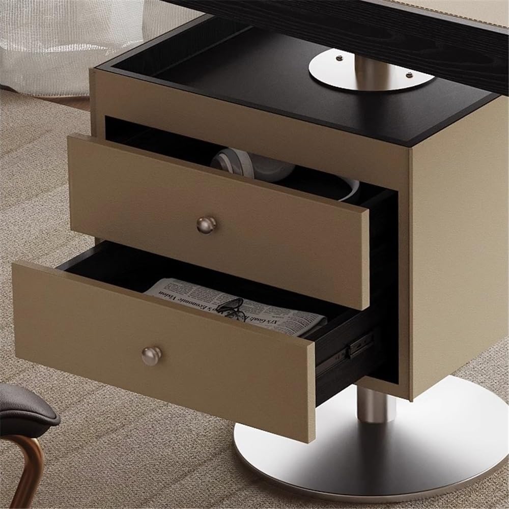 Biurko komputerowe Nowoczesne biurko dyrektorskie, przestronne i minimalistyczne stanowisko pracy w domowym biurze z 2 szufladami(Beige,M)