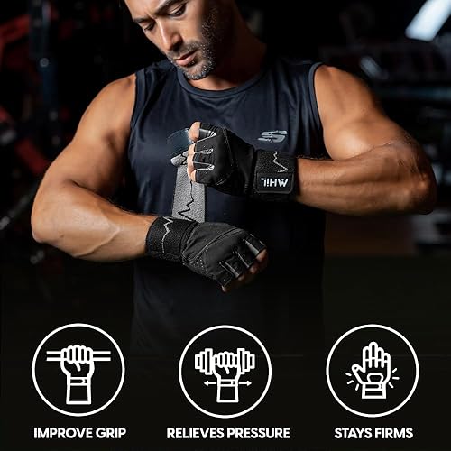 Miniatura 2 de MhIL Guantes de entrenamiento para hombres y mujeres, guantes de levantamiento de pesas, guantes de gimnasio para hombres, guantes de ejercicio,