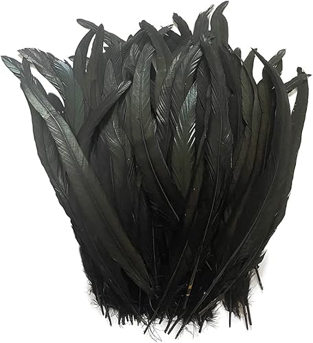 LONDGEN 50 plumas de cola de coque de gallo natural de 12 a 14 pulgadas para actuaciones escénicas y decoración de disfraces (negro)