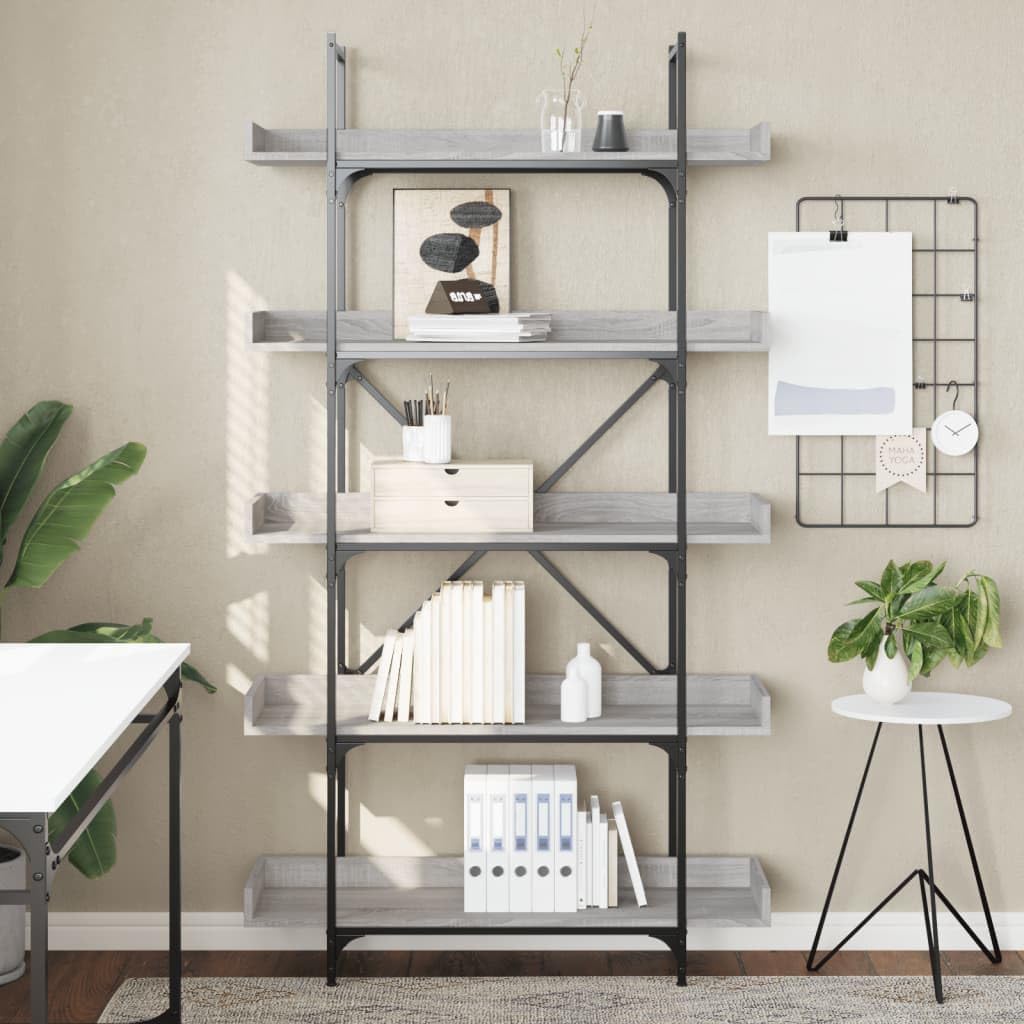 Generisch Bücherregal 5 Böden Grau Sonoma 100x33x180,5 cm Holzwerkstoff,Möbel,Regalsysteme,Bücherregale Bücherschränke-837700