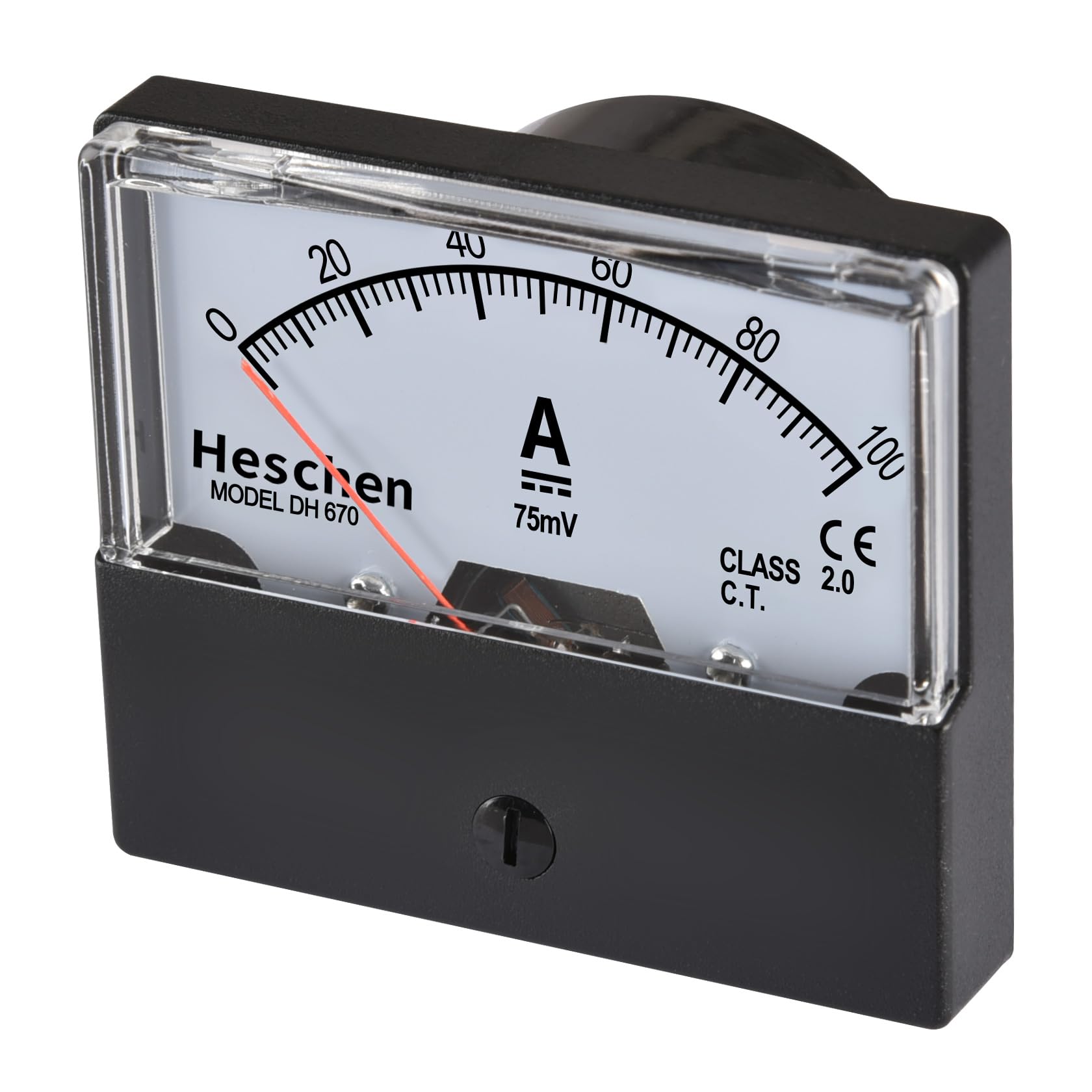 Heschen Misuratore di corrente rettangolare, amperometro, tester DH-670 DC 0-100 A, 75 mV, classe 2.0 con shunt