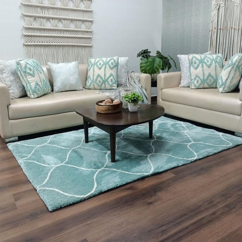 Image of SAGON Anti-Skid Shaggy Carpet Rug for Home | Ultra-Soft Plush Floor Mat for Living Room & Bedroom | Non-Slip, High-Density, Cozy Luxury Decor| 6 x 9 Feet Sky Ivory Box
