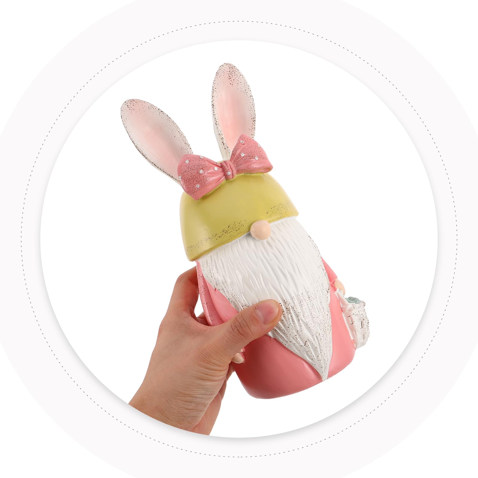TOYANDONA Decoración de Pascua Figura de Conejo de Resina Rosa, Estatua Pequeña para Cocina y Oficina, Decoración Rústica de Primavera, Relleno para Cestas de Pascua, Adorno de Mesa Ligero