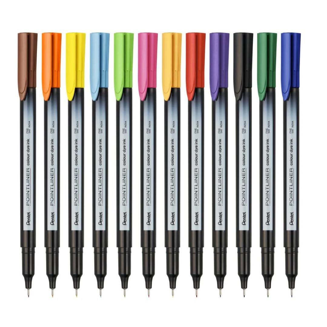 Pentel S40 Pointliner Marker Set | Durable Tip & Non-Toxic Ink | Waterbased Fade Resistant Pigment Ink | Ideal for Craft, Drawing, Writing & Marking, 12 Shades (Multicolor)-image-38