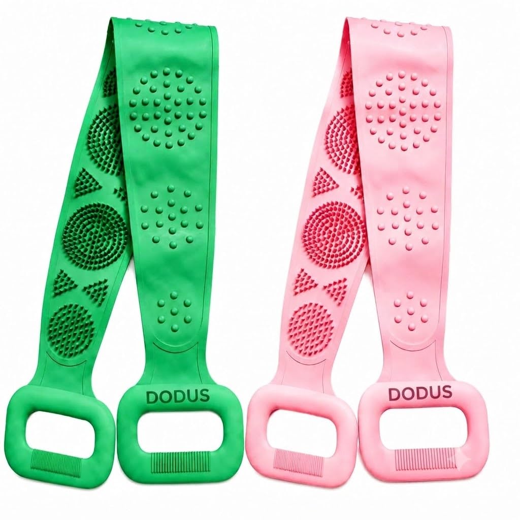 Dodus Silicone Bath Belt Back Body Scrubber for Bathing, Bath Belt Scrubber, Body Back Scrubber for Men & Women, Long Silicone Bath Brush for Exfoliating & Deep Cleaning, Pack of 2 ( Pink, Light Green )-image-28