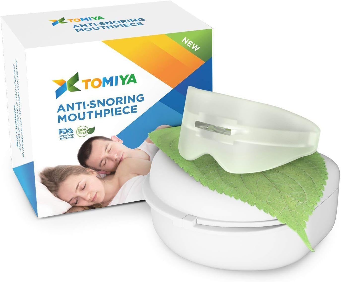 Tomiya Snore Stopper Mouthpiece - Anti-Snoring Solution, Sleep Aid Night Mouth Guard, Bruxism Mouthpiece, White, Adult