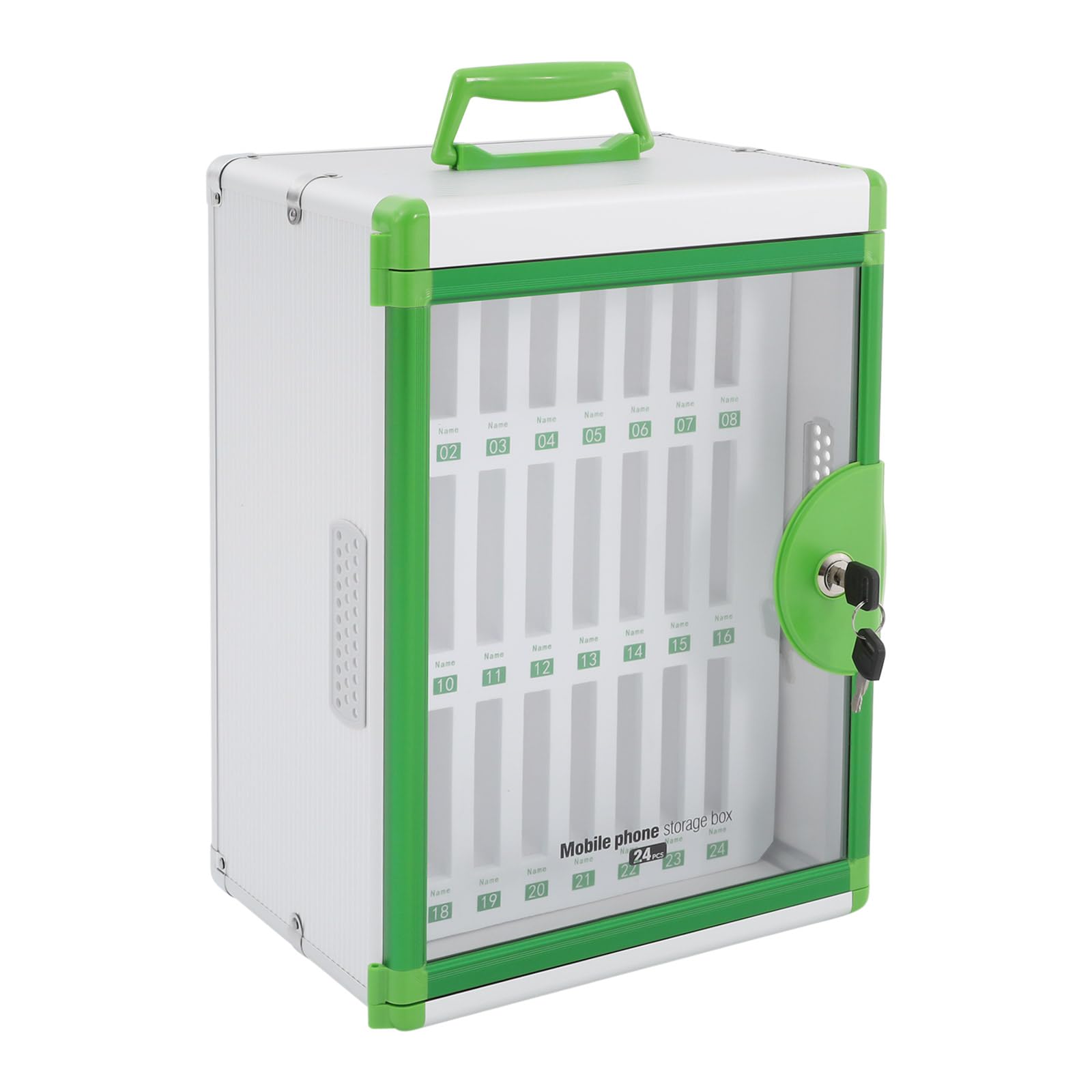 sertheha Cell Phone Locker, 24/36 Slots Cell Phone Storage Cabinet, Aluminum Alloy Pocket Chart Locker Box for Cell Phones, Wall Mounted Phone Locker for Classroom Office Exam (24 Slots)