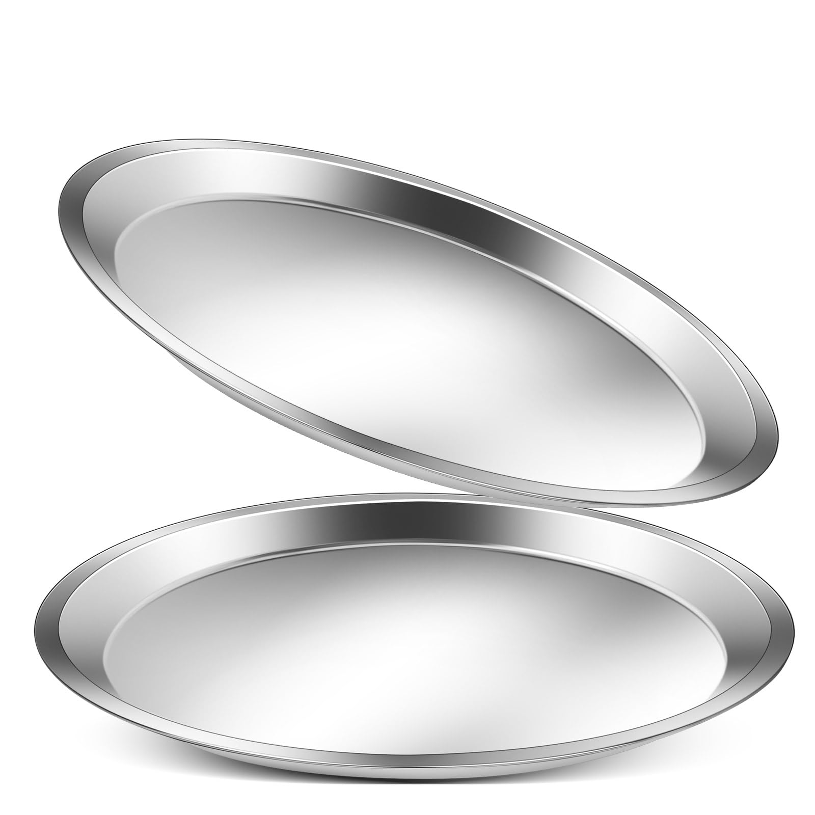 Blulu 2 Pcs 24 Inch x 29 Inch Restaurant Serving Trays Stainless Steel Tray Large Oval Tray for Kitchen Decorations Dining Room Cafeterias Food