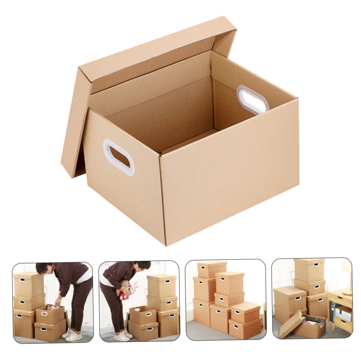 DOITOOL Papierablagebox aus Khaki Papier mit Deckel Tragbare Aktentasche und Akteneinsicht für Büro und Schule Stilvoller Aktenorganizer für Zuhause Dokumentenaufbewahrungskoffer