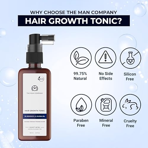 Miniatura 3 de The Man Company Tónico para el crecimiento del cabello, 3.4 onzas líquidas, 3% de aceite de redensilo y jojoba, tónico capilar para engrosar el