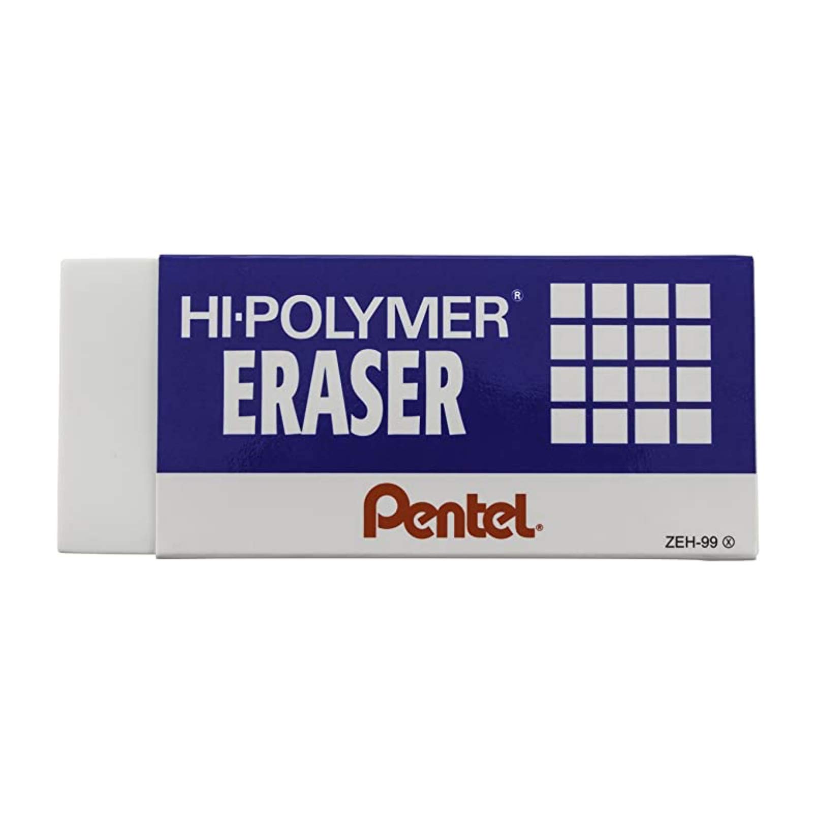 Pentel Hi-Polymer Block Radiergummi, Super XL, Weiß, 8 Stück (ZEH-99)